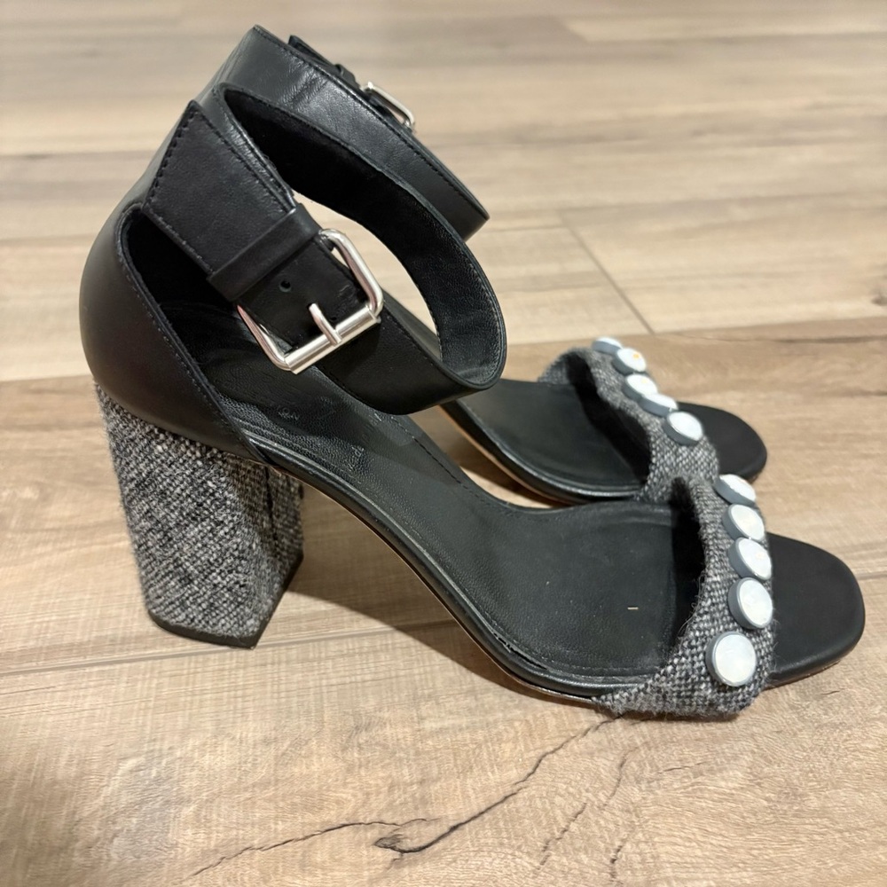 J.Crew Collection wool tweed Jeweled Strappy Sandals Size 7 Made In Italy